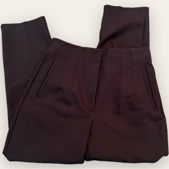 ZARA - High Waisted Darted Black Trouser Pant with Side Pockets - Picture 6 of 14